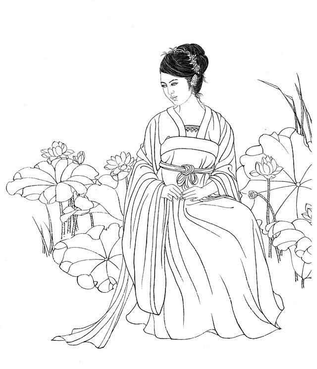 白描仕女图