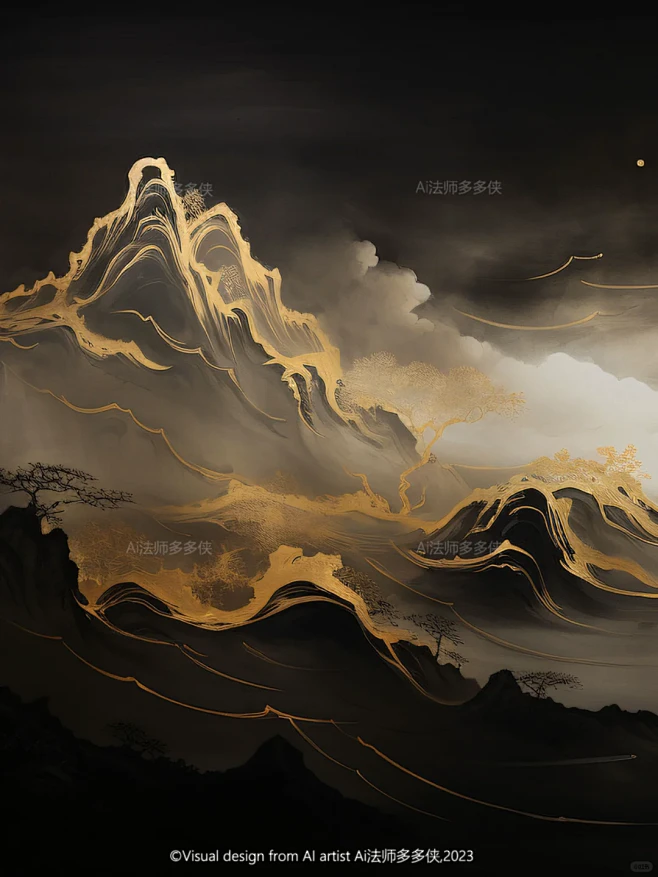 东方美学-鎏金山水|国风山水风景背景图 - 小红书-花瓣网
