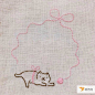 治愈系猫咪刺绣图片 简单的线条让人们感觉温暖 - 纸艺网
