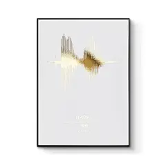 定制北欧金色装饰画客厅现代简约创意烫金挂画卧室壁画 声波密码-淘宝网