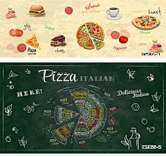 pvc手绘美食pizza汉堡大型壁画快餐店墙纸小吃店奶茶店壁纸无纺布-淘宝网