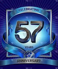 57周年纪念设计模板为邀请、广告、横幅、矢量设计