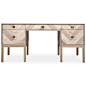Corfu Executive Desk : The Corfu Executive Desk is the ultimate office centerpiece. This beautiful desk features a glossy Greystone exterior, bleached walnut Corfu Collection drawer fronts, bleached wood legs, and plenty of storage and working space. Shin