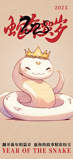 简约新年春节快乐蛇年海报