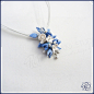 Blue and White Floral Pendant Necklace Polymer Clay Jewelry Handmade Jewelry Romantic Prom Wedding Pendant Something Blue. READY TO SHIP