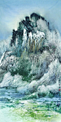 【国画】白海的泼墨画《雾凇仙境》系列
