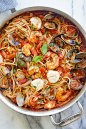 One Pot Seafood Pasta - easy seafood pasta cooked in one pot. Quick and delicious dinner that you can whip up in less than 30 mins | rasamalaysia.com