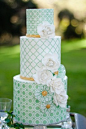 pretty mint, white, and gold cake