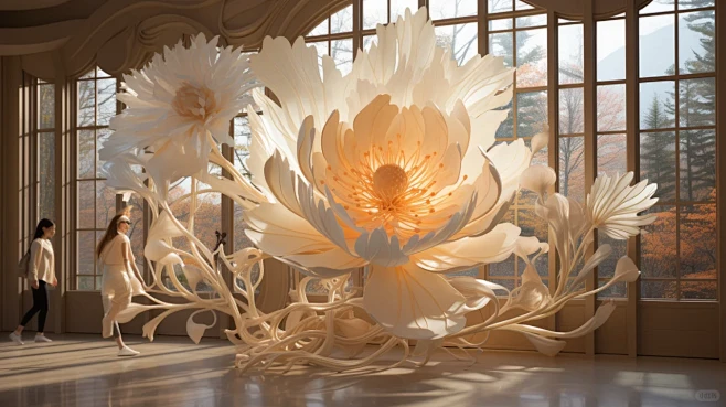 AI生成博物馆——牡丹装置展厅（含咒语）