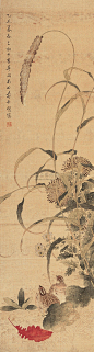 恽寿平——工笔【乙丑暮春之初】花鸟立轴欣赏 | 
清|恽寿平(1633-1690)字寿平、正叔，号南田、云溪外史、东园草衣、白云外史。与“四王”、吴历并称“清初六大家”又称“四王吴恽”。善山水花鸟诗书，书学褚遂良，被称“恽体”。后以花鸟为主，开创没骨花卉独特画风，常州画派开山祖师。