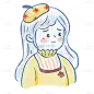 手绘-水彩简笔画少女人物插画10