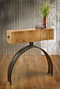 Console/sofa table made from barn beam and farm metal. Totally. Cool.: 