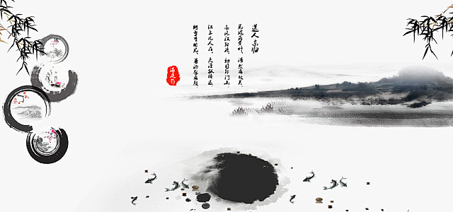 中国风复古水墨山水背景-水墨画-水墨背景...