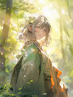 阳光下的森林精灵 |水彩风格动漫女孩 - 小红书