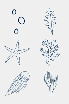 手绘海洋生物免抠设计素材