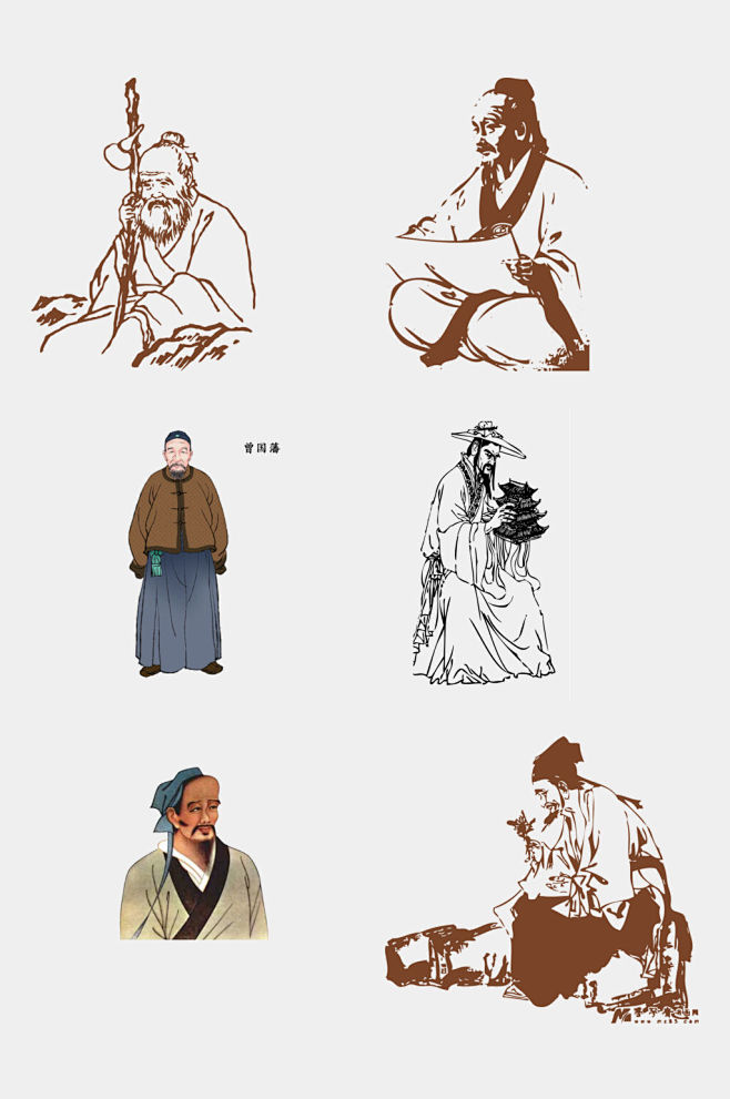 卡通古人孔子华佗名医免扣元素