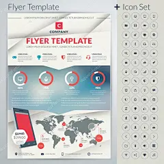 图标集矢量抽象业务传单或海报模板
