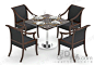 欧式 简约 实用 正方形 金属底座 实木布垫 餐桌椅组合 3d模型