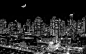 黑色和白色的城市景观夜间照明灯月球城市建筑加拿大温哥华摩天大楼不列颠哥伦比亚省 - 壁纸（#2752987）/ Wallbase.cc