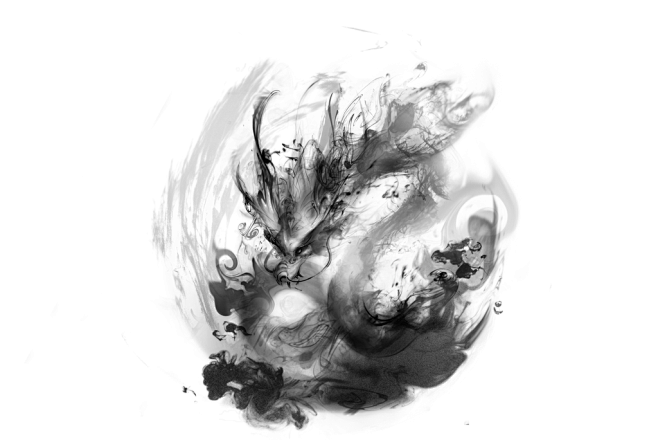 中国风生肖水墨龙纹龙图腾手绘图案