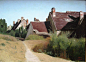 'Houses_near_Orleans',_oil_painting_by_Jean-Baptiste-Camille_Corot