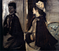 印象派油画人物欣赏：埃德加·德加作品《镜前女人》