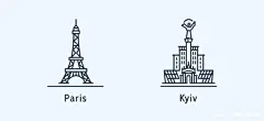 旅游景点建筑线性图标/知名建筑logo/城市标志设计
