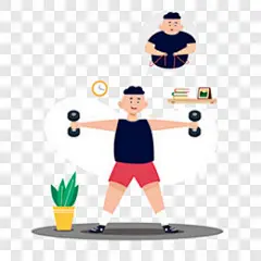 扁平插画风小胖子减肥成功元素卡通手绘PNG图片 来自PNG搜索网 pngss.com 免费免扣png素材下载！