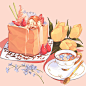 插画师 mmumechii的一组美食系列甜点插画