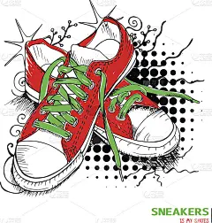标题为“sneakers is my shoes”的彩色时尚运动鞋