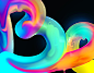 Lettering Experiments : Using a mixed technique with Illustrator and Photoshop, I'm making these lettering works with a nice flow, applying them organic textures on some of the letters. I use extreme colours contrasting with a neutral colour in the backgr