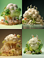 创意蔬菜花椰菜微型雕像Midjourney咒语 - Ai宇宙吧- : Prompt咒语：