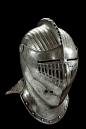 A closed helmet in the late XVI Century style Police need some sort of head gear protecting their heads & necks while not restricting movement.