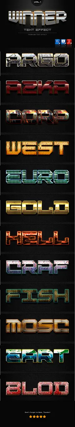 赢家文字效果风格卷1 -文本风格的影响Winner Text Effect Styles Vol 1 - Text Effects Styles美国手语,chrome,经典,沙漠,效果,效果,优雅,耀斑,传单,字体,游戏,游戏,哥特式,努力,光,中世纪,金属,金属,对象,对象,模式,photoshop,抛光,帖子,海报,现在,现实的、风格、文本、文本效果 asl, chrome, classic, desert, effect, effects, elegant, flares, flyer, font,
