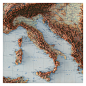 Mediterranean sea and land - topographic 3D art map