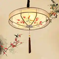 新中式吊灯仿古布艺灯具手绘餐厅灯火锅店茶楼酒店工程灯饰-tmall.com天猫