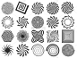 Swirl silhouette. Spiral swirling spin, swirls cir