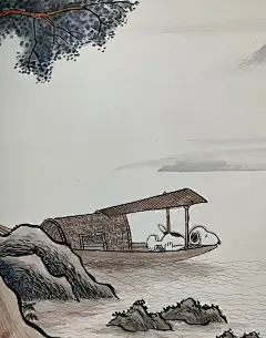 史努比发呆国画_1_手绘先生冯园JASON_来自小红书网页版