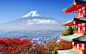 General 2880x1800 Japan mountains Mount Fuji Asian architecture building nature trees