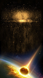 黑色金粉质感星球PSD分层H5背景素材，来自爱设计http://www.asj.com.cn