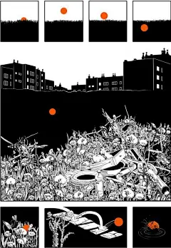 兰插画家 Kuba Woynarowski 创作的插画十分有特色，简单的黑、白、橙三色将纸上插画描绘得栩栩如生，画纸的留白处理让黑白两色更具对比，橙色的圆点、花纹点缀更是成为其作品的一大特色 ​​​​