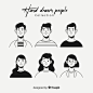 Hand drawn colorless people avatar collection Vector | Free Download