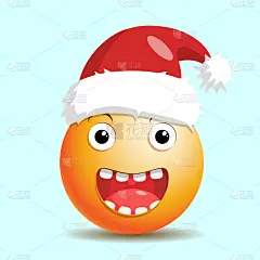 新年表情包是一顶喜庆的红帽子，脸上带着欢快的微笑