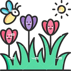 大黄蜂—宁静的春天场景，色彩缤纷的花朵和大黄蜂