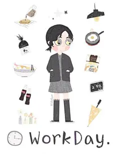 每日插画推荐 可爱女孩的日常穿搭和生活记录~ via：bbabym ​​​​