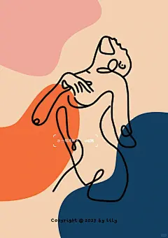 极简抽象线条插画 人物装饰画 ins扁平风_2_一枚洋柿子_来自小红书网页版