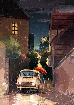 插画手绘 二次元美女 动漫 壁纸 治愈 风景 意境图