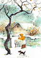 【插画师@肚子杜杜的插画作品欣赏】—— 让雪花落满我的院子！