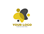 Simple Flat butterfly Yellow gray logo template