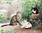 又一组可爱的小猫咪（国画）邢诚爱 猫
